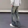 Jeans retro acampanados para hombre, nuevo estilo 2026, pierna recta, corte holgado, pierna ancha, vibra americana, pantalones de alta costura, modernos y versátiles