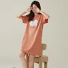 Pijamas de algodón en stock, camisón de manga corta para mujer, vestido largo de verano, jersey, ropa de casa para mujer para transmisión en vivo