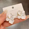 Pendientes Grandes de Pétalos de Esmalte de Gama Alta y Elegantes para Mujer, Pendientes de Moda Exagerada Estilo Minimalista de Celebridad de Internet Europeos y Americanos al por Mayor