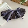 Pinza para el pelo de lazo con falda de cuadros retro, pinza de resorte estilo universitario para la parte trasera de la cabeza, accesorio para el cabello versátil estilo coreano
