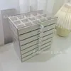 Nova Caixa de Joias de Flanela Tipo Gaveta PET de 7 Camadas Rack de Armazenamento para Brincos Pulseiras Caixa de Exibição Multicamadas para Joias