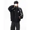 Jaqueta Moletom Cardigan Esportivo High Street Masculina Outono Novo Americano Cor Contrastante Casal Casual Gola Alta Jaqueta Top