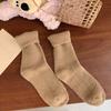 Calcetines de Terciopelo Australiano de Color Sólido para Niños Otoño e Invierno con Forro Polar Gruesos Cálidos para Dormir Calcetines de Luna Felpa Apilada Invierno Calcetines de Tubo Medio