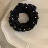 Scrunchie Plisado con Perlas Estilo Ballet Francés para Mujer, Lazo Pequeño de Alta Gama, Versátil, Exquisito Accesorio para Moño