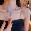 Colar de gota d'água com zircônia elegante e luxuosa, colar com colar de vestido de noiva com alto sentido, design de moda, joias com sentido