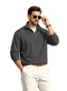 Chaqueta con Cremallera Media y Cuello Alto Estilo Americano Otoño Invierno para Hombre con Patrón de Diamantes y Líneas Punteadas Sudadera Casual Deportiva de Manga Larga
