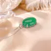 Pingente de Prata de Lei S925 Yiluyin com Calcedônia Verde, Simples e Elegante com um Toque de Luxo, Pingente de Prata de Design Único