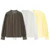 Atacado de Roupas Femininas Transfronteiriças Estilo Europeu e Americano Primavera 2026 Novo Top Camisa Casual Versátil de Cor Sólida com Acabamento em Renda