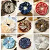 Atacado em estoque scrunchies de renda floral cintura fina, scrunchies de cetim com strass, elásticos de cabelo, tiaras