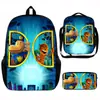 Conjunto Moderno de Três Peças God Man|Mochila Funcional de Rua, Lancheira e Estojo|Mochila para Estudante e Commuter
