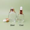 Botella de vidrio de 15 ml con diseño de rompecabezas marino, material de embalaje, botella vacía, bomba de goteo de 30 ml, botella de embalaje cosmético, botella plana de fondo grueso