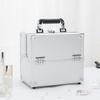 Caja de herramientas profesional de aleación de aluminio de gran capacidad de tres capas en stock para maquillador, maquillaje de tatuaje, almacenamiento para arte de uñas, belleza