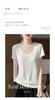 Camiseta de lã simples primavera e verão, emagrecimento, gola grande, ombro básico, manga curta, blusa de malha, decote em U, para todos os estilos