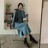 Vestido de Color Sólido para Socialité de Mujer Otoño Invierno Nuevo Largo Cuello Alto Cálido Falda Base Negra Falda Larga Interior