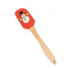 Espátula de Silicone Personalizada para Árvore de Natal com Cabo de Madeira, Espátula Creme, Raspador de Boneco de Neve, Faca para Misturar Manteiga, Ferramentas de Confeitaria