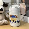 Vaso de Agua Aislado de Doble Bebida Ins Vaso Portátil Anti-Caída de Gran Capacidad Acero Inoxidable 304 Estudiante Lindo Vaso con Pajita