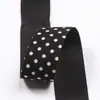 Cinta de Tela de Sarga Oscura con Lunares Impresos por un Lado, Lazo DIY para Accesorios del Cabello, Flor LED de Lunares Pequeños, Empaque de Regalo