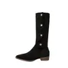 Nova coleção outono/inverno: botas estilosas, de cintura alta, plissadas e de cano até o tornozelo com bico fino, desenhadas como botas de cowboy western para mulheres