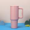 Taza térmica de acero inoxidable 304 nueva transfronteriza 40 oz asa coche taza de coche simple color sólido taza con pajilla al por mayor