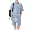 Nuevo Traje Casual de Hombre Verano 2026 con Camisa Polo de Manga Corta con Solapa y Pantalones Cortos, Conjunto de Dos Piezas Suelto y Moderno para Hombre
