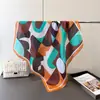 Bufanda Estampada Geométrico Color-Blocking de Seda Sintética, Chal de Alta Gama, Bufanda Versátil para el Cuello, Pañuelo Cuadrado Pequeño, Pañuelo para la Cabeza, Bufanda para Mujer