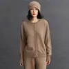 Chaqueta de punto holgada y elegante para mujer, nueva colección otoño/invierno 2025, de cachemir, cuello redondo y color liso.