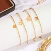 Tobillera de acero inoxidable con corazón bañado en oro de 18k, superventas transfronteriza, moderna y chic, con un toque de lujo discreto, de Dongguan titanium steel jewelry