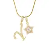 Colar de Letras Inglesas 26 Pontos Estrela Zircônia Radiante Banhado a Cobre Ouro Real 18K Inserido com Cobre Venda Quente Transfronteiriça