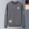 Nueva Camiseta de Manga Larga con Cuello Redondo Otoño/Invierno 2025, Sudadera Gruesa Versátil de Moda con Forro Polar, Camiseta Básica de Moda para Hombre
