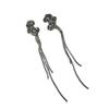 Pendientes largos de borla de flor de temperamento de dama dulce y gentil, moda elegante, alto sentido del diseño, pendientes de viento frío
