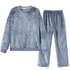 Liquidação! Pijama de Flanela Japonês Feminino Outono e Inverno Espessado de Coral Fleece Pulôver Roupa de Casa para Casal