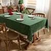 Toalha de Mesa de Natal Poliéster Algodão Estampagem a Quente com Tassel na Borda de Algodão Toalha de Mesa de Jantar Toalha de Mesa Retangular Decoração de Atmosfera Toalha de Mesa