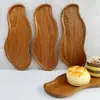 Bandeja Personalizada de Madeira Maciça Estilo Japonês Doméstica Assimétrica Bandeja de Frutas Lanche Chá Bandeja de Armazenamento de Madeira Bandeja de Bolo de Madeira