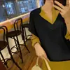 Chaleco Suéter sin Mangas Estilo Universitario Cuello en V Retro para Mujer, Nuevo Punto Holgado de Otoño e Invierno para Mujer