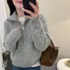 Cardigã Suéter Macio de Gola Alta Relaxado Estilo Coreano para Mulheres, Tricô Novo Outono e Inverno, Top Quente e Fofo
