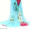 Lenço Estampado Feminino Primavera 2025 Pavão Chiffon Seda Lenço Popular Fino Xale Lenço de Praia Proteção Solar Novo Estilo