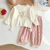 Conjunto de Ropa de Otoño para Niñas, Elegante Conjunto de Dos Piezas con Dibujos Animados de Bebé para Otoño, Dulce y Lindo para Bebés Pequeños, Nuevo