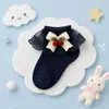 Calcetines Finos de Princesa Dulce para Niñas, Estilo Primavera Verano, con Lazos y Encaje, Transpirables, Cómodos, Lindos