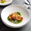 Atacado Ciano Claro Estilo Chinês Criativo Hotel Especialidade Redondo Côncavo Comercial Personalizado Pratos Cerâmica Artística Pratos de Servir para Restaurantes