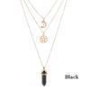 Joyería transfronteriza europea y americana personalizada collar con colgante de cristal de columna hexagonal combinable Collar multicapa para mujer de Luna hueca