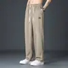 Pantalones Casuales de Seda de Hielo para Hombre Verano 2026, Pantalones Rectos Versátiles de Caída Suelta, Pantalones Deportivos Largos de Pierna Ancha Holgados para Hombre