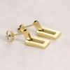 Brincos Retangulares Vazados de Aço Inoxidável Transfronteiriços 7mm Brincos de Ouro 18K Acessórios de Aço Inoxidável da Moda Atacado para Mulheres