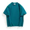 Playera de Manga Corta de Algodón Puro Grueso Pesado en Verde Oscuro de Tono Frío para Hombre y Mujer Holgada Cuello Redondo Camiseta Básica Trendy de Media Manga