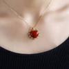 S925 prata banhado a ouro sul vermelho ágata grupo diamante pingente tribunal estilo retro requintado amor colar feminino para namorada