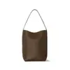 Bolsa Saco de Couro Texturizado Therow, Bolsa de Ombro Minimalista de Couro Bovino em Formato de Saco de Grande Capacidade, Bolsa de Mão de Luxo