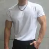 Camiseta Masculina de Algodão Pesado Estilo Americano Retrô Esportiva Manga Curta Verão Tendência Casual Cor Sólida Camiseta Básica Versátil