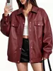 Chaqueta de cuero PU para mujer de talla europea transfronteriza, chaqueta corta ajustada, chaqueta fina de primavera y otoño estilo biker, abrigo con cuello alto, ropa de mujer a la moda