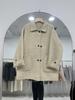 Outono Europeu e Inverno Outwear de Lã Dupla Face Feminino Comprimento Médio Estilo Coreano Solto Simples Outwear de Lã Tamanho Grande Casual