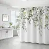 Cortina de Baño Verde Plantas de Amazon Cortina de Ducha Impermeable Antimoho Impresión Digital 3D Bosque de Flores Cortina de Baño Partición Sin Perforaciones