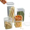 Tarro Sellado Grueso Impermeable para Mascotas, Transparente Cuadrado de Cocina para Almacenamiento de Granos, Apilable con Caja Conservadora para Snacks y Frutas Secas